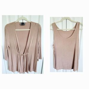 Slinky Brand XL Bronze 2 Piece Shell Tank Top & Jacket Set Slinky Twin Set
